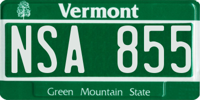 VT license plate NSA855
