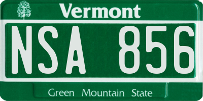 VT license plate NSA856