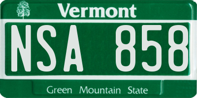 VT license plate NSA858