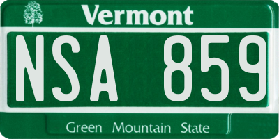 VT license plate NSA859