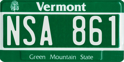 VT license plate NSA861