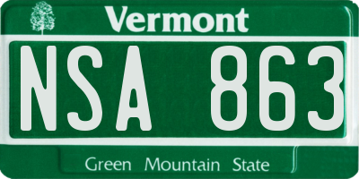 VT license plate NSA863