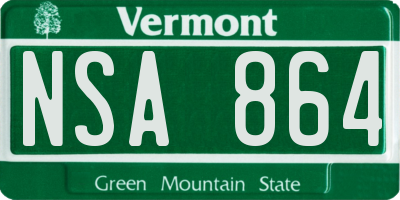 VT license plate NSA864