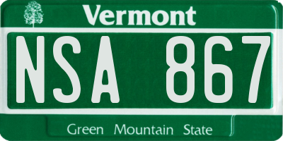 VT license plate NSA867
