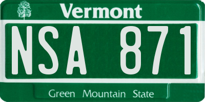 VT license plate NSA871