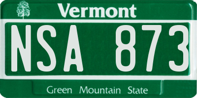 VT license plate NSA873