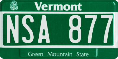 VT license plate NSA877