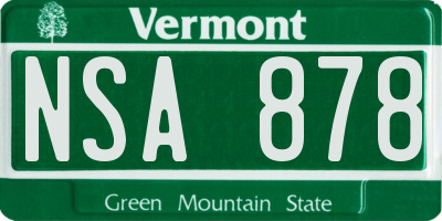 VT license plate NSA878