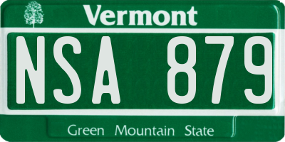 VT license plate NSA879