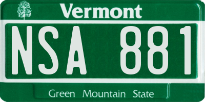 VT license plate NSA881