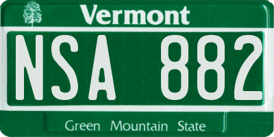 VT license plate NSA882