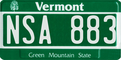 VT license plate NSA883