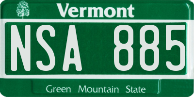 VT license plate NSA885