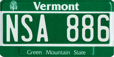 VT license plate NSA886