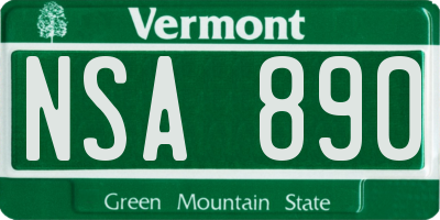 VT license plate NSA890
