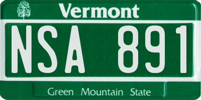 VT license plate NSA891