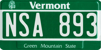 VT license plate NSA893