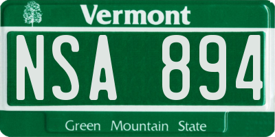 VT license plate NSA894