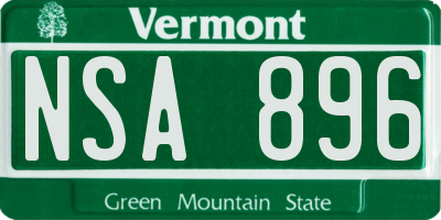 VT license plate NSA896