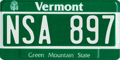 VT license plate NSA897