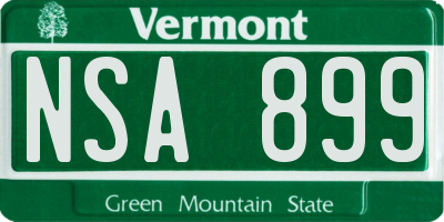 VT license plate NSA899
