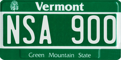 VT license plate NSA900