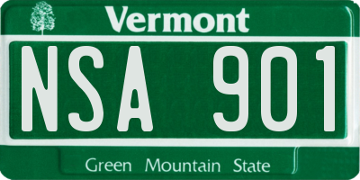 VT license plate NSA901
