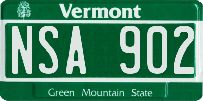 VT license plate NSA902