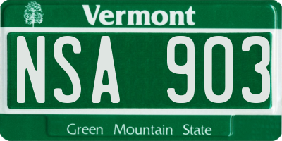 VT license plate NSA903