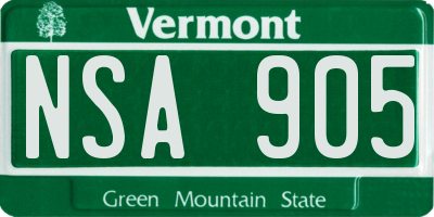 VT license plate NSA905