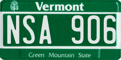 VT license plate NSA906