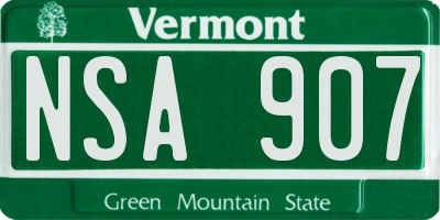 VT license plate NSA907