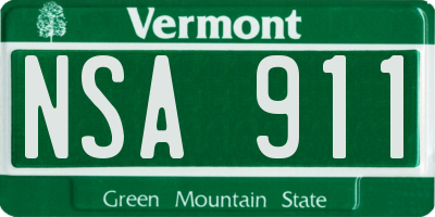 VT license plate NSA911