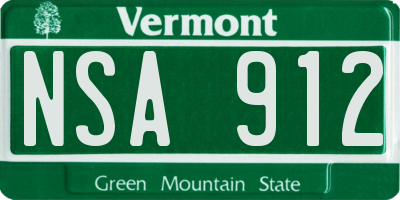 VT license plate NSA912