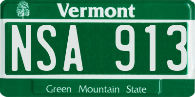 VT license plate NSA913