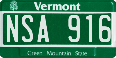 VT license plate NSA916