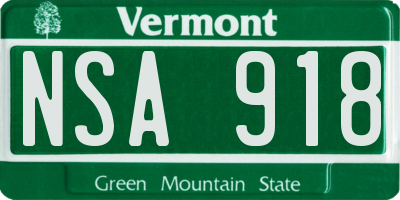 VT license plate NSA918