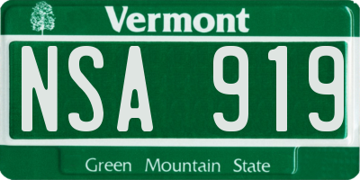 VT license plate NSA919