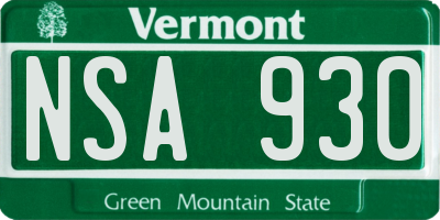VT license plate NSA930