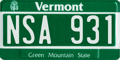 VT license plate NSA931