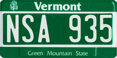 VT license plate NSA935