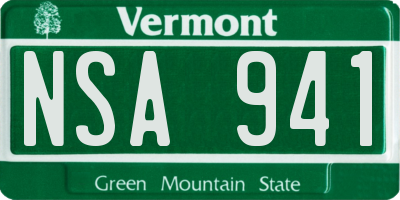 VT license plate NSA941