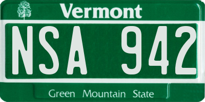 VT license plate NSA942