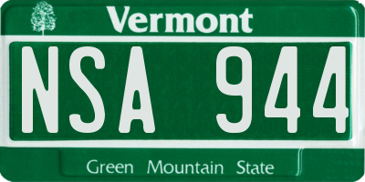 VT license plate NSA944