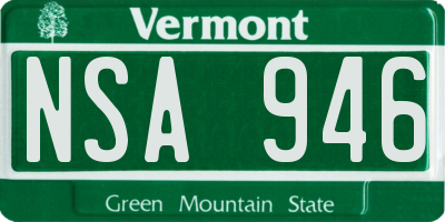 VT license plate NSA946