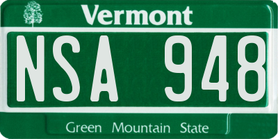 VT license plate NSA948