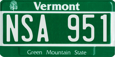 VT license plate NSA951