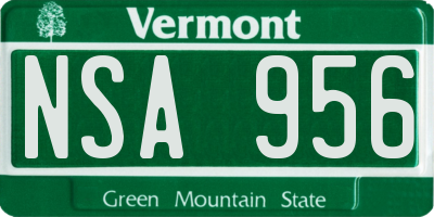 VT license plate NSA956