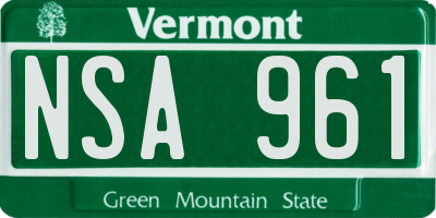 VT license plate NSA961