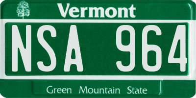 VT license plate NSA964